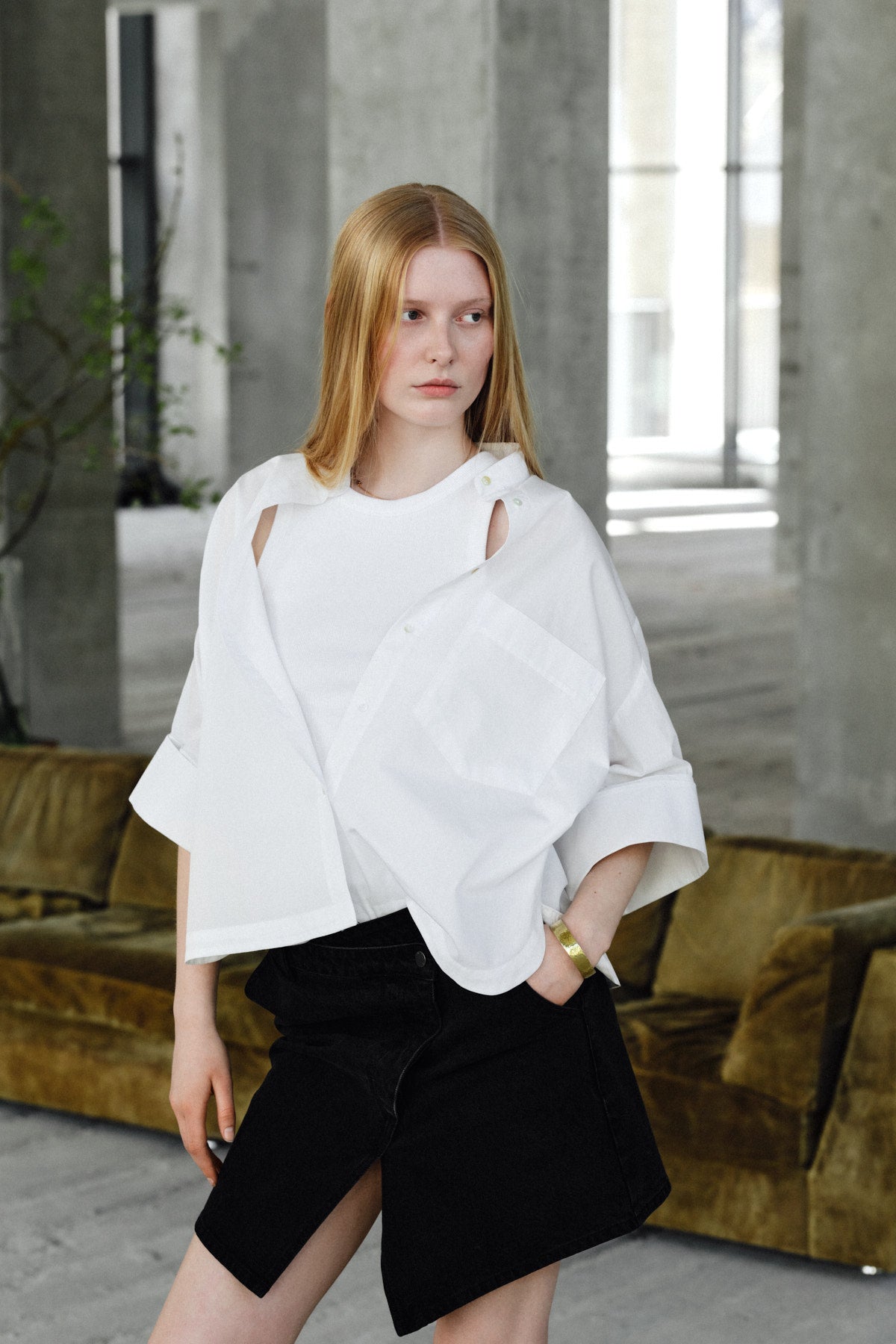 Seval - Poplin boxy shirt I White