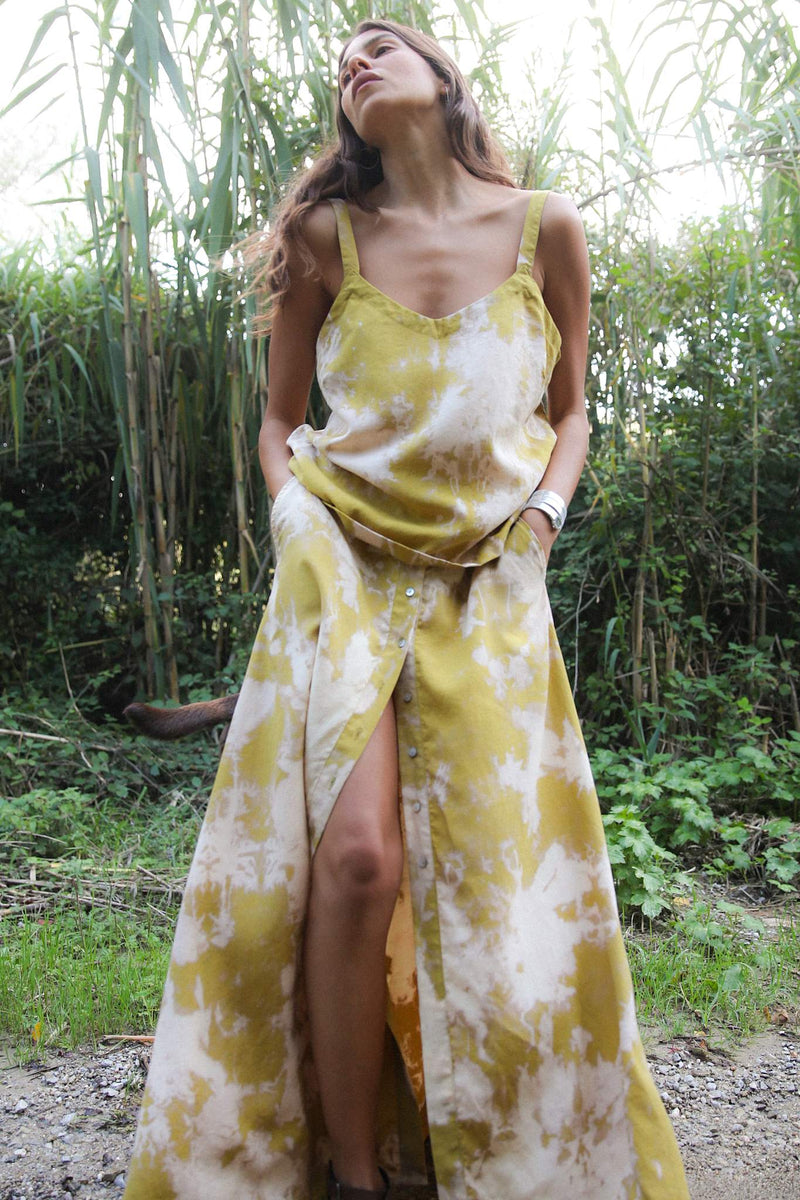 Natja - Misty button skirt I Golden mustard combo
