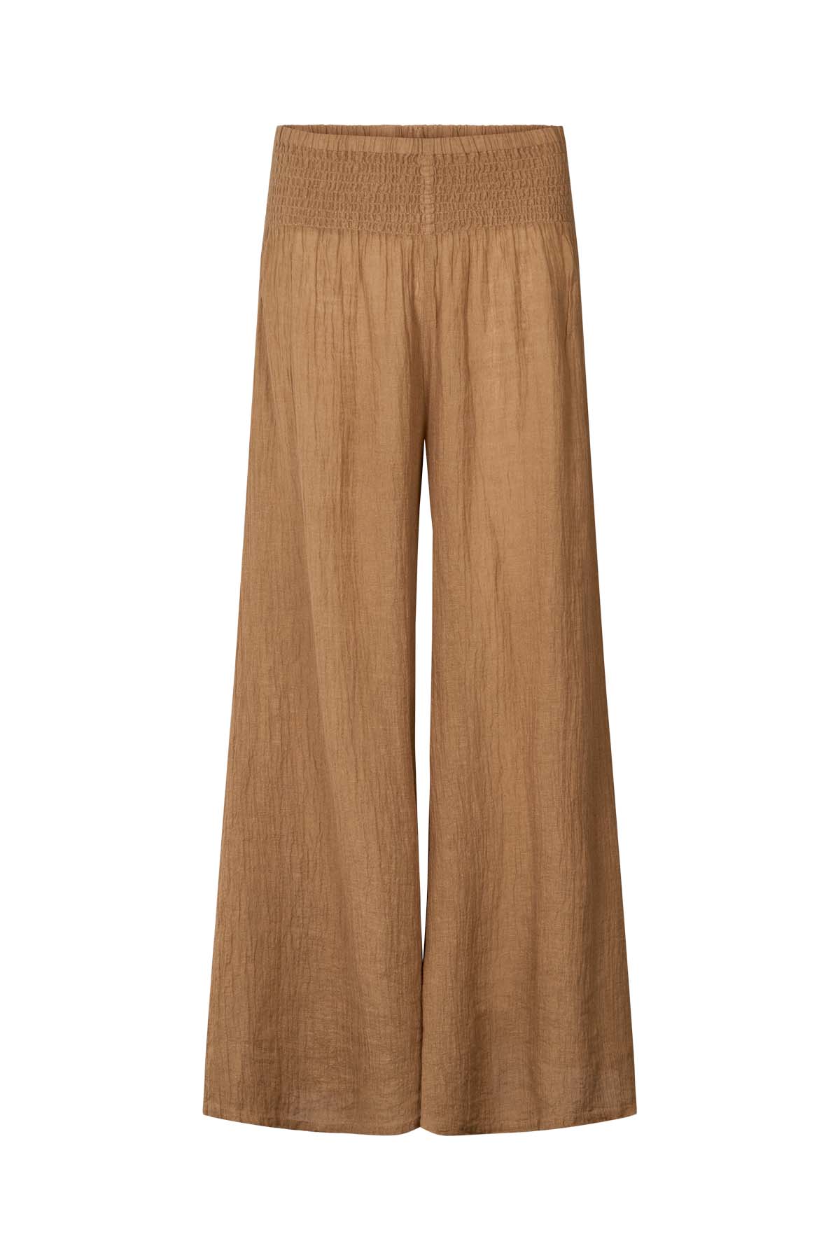 Karam - Crinkled wide leg pants I Walnut