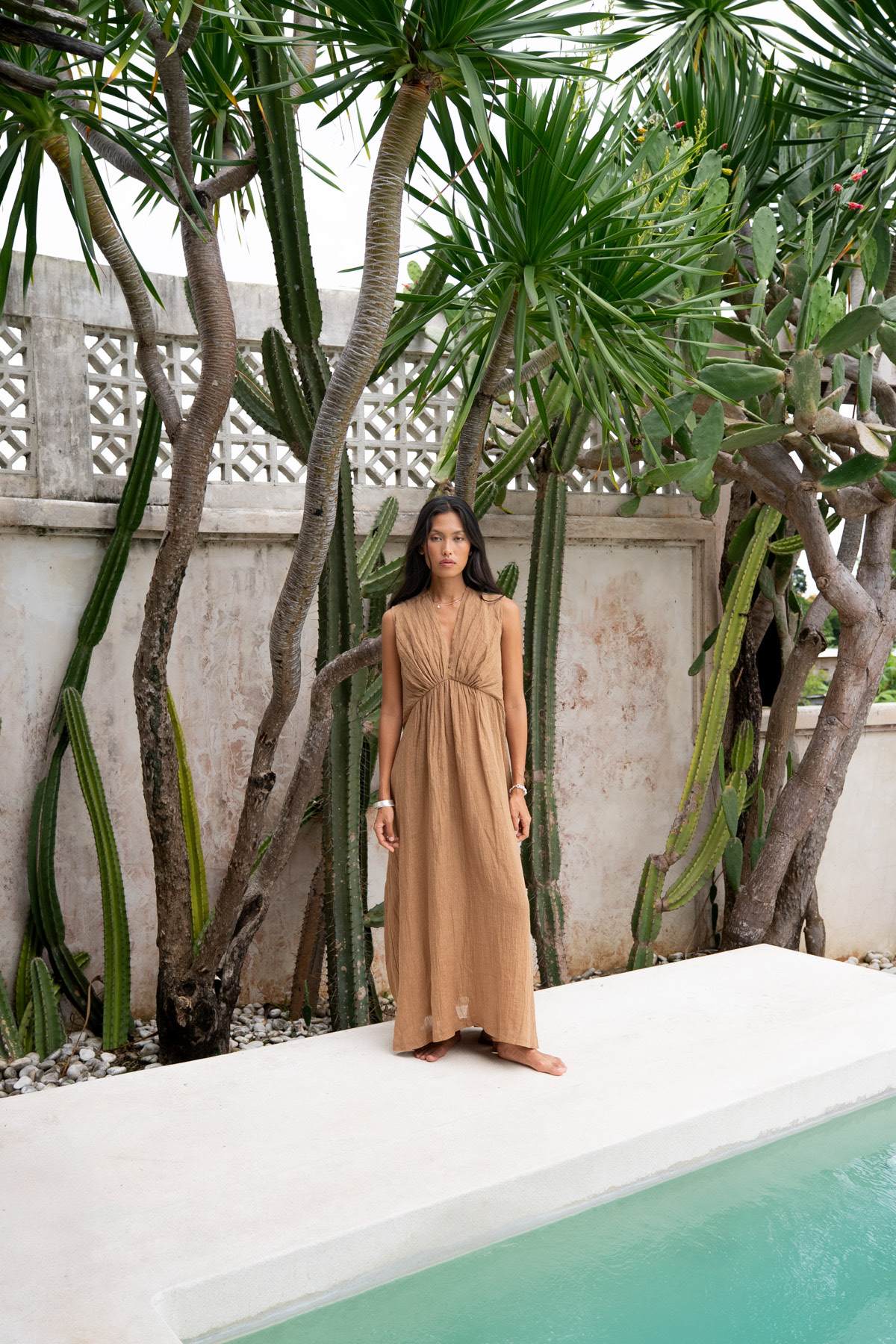 Kimber - Crinkled dress I Walnut