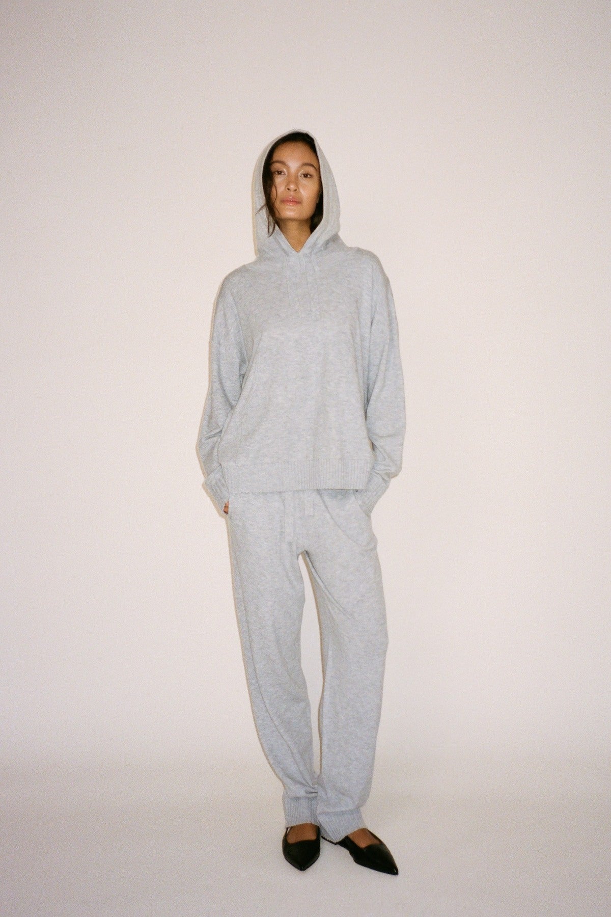 Knit lounge over size hoodie - Helena I Grey melange