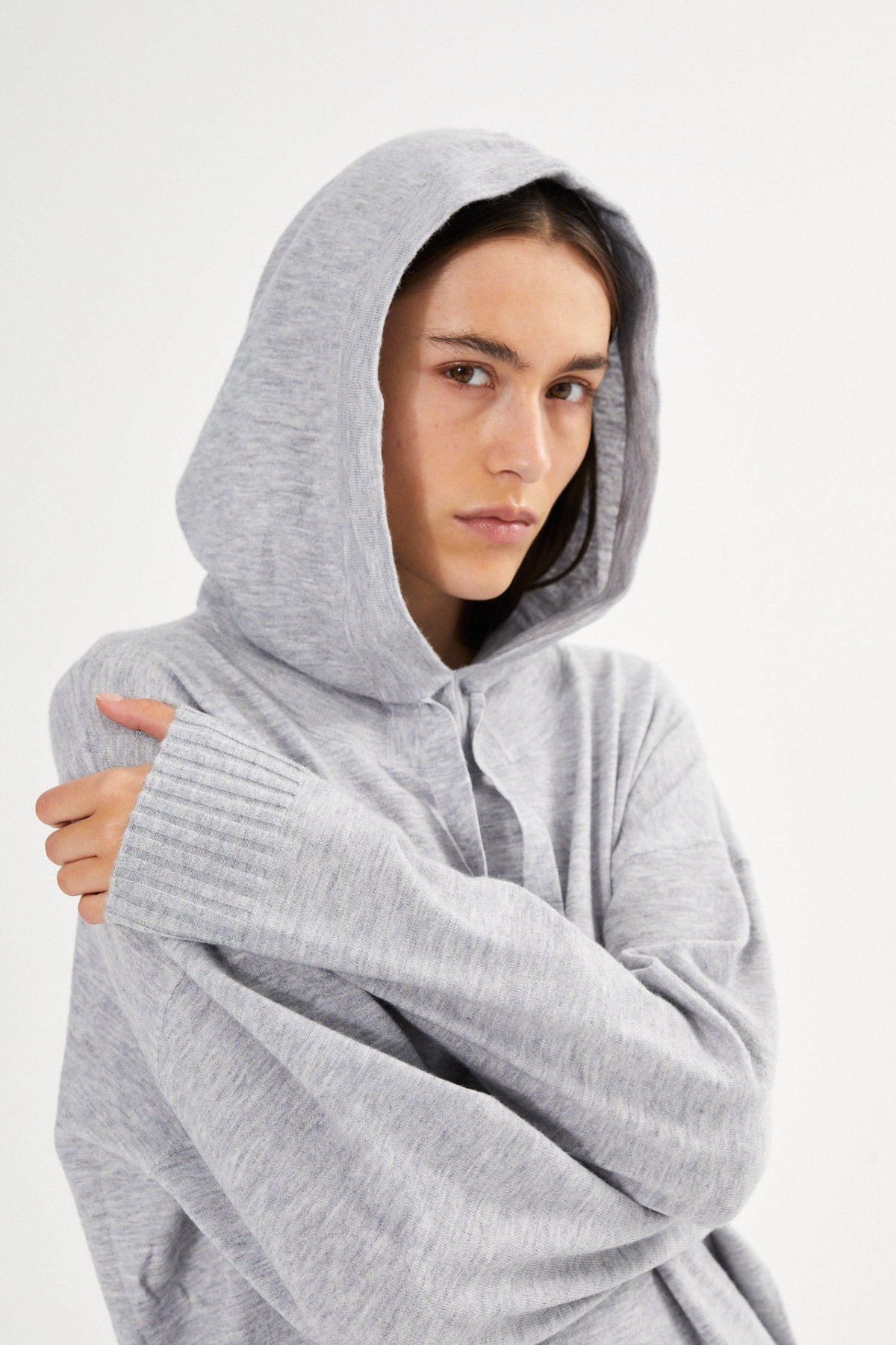 Knit lounge over size hoodie - Helena I Grey melange
