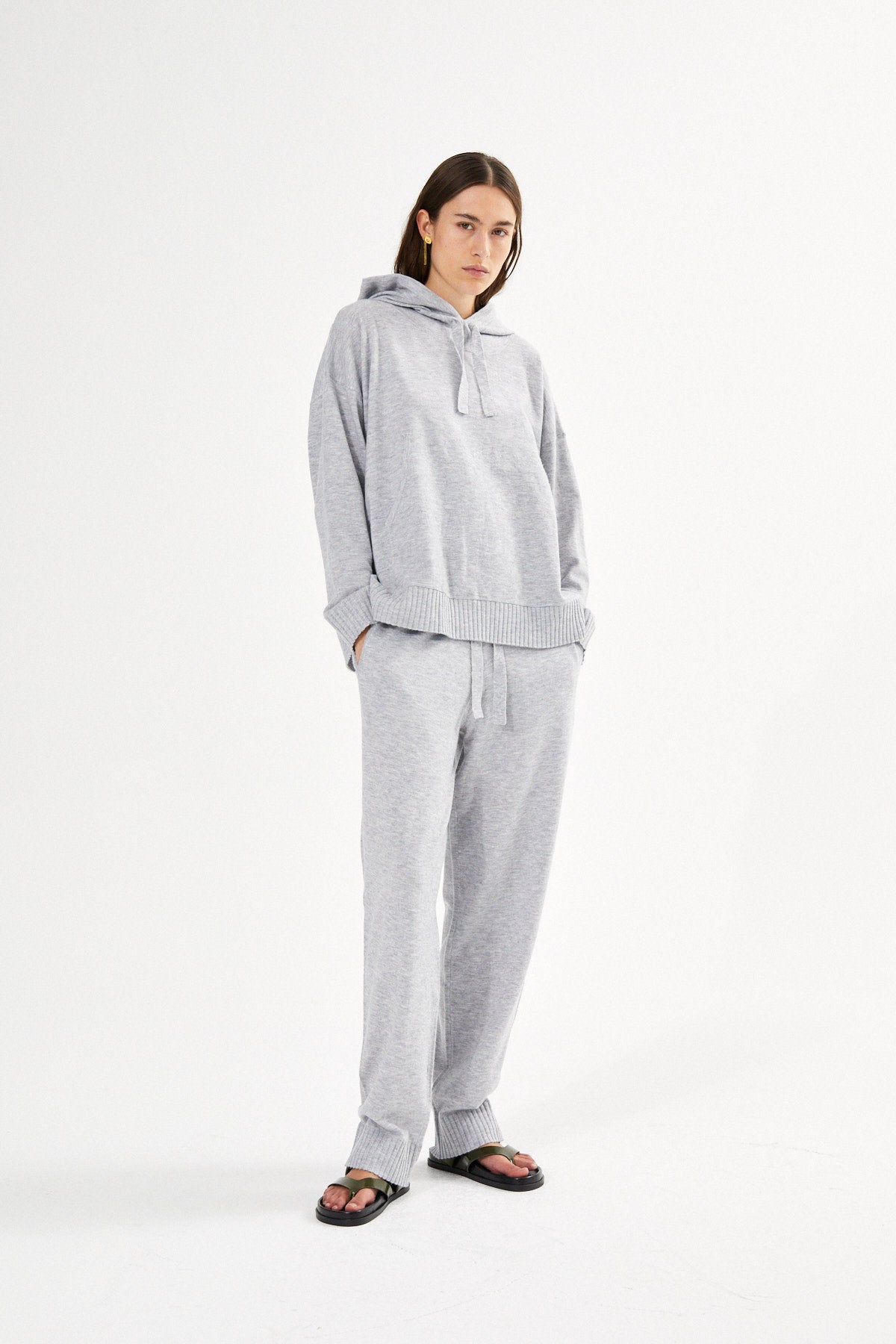 Knit lounge over size hoodie - Helena I Grey melange