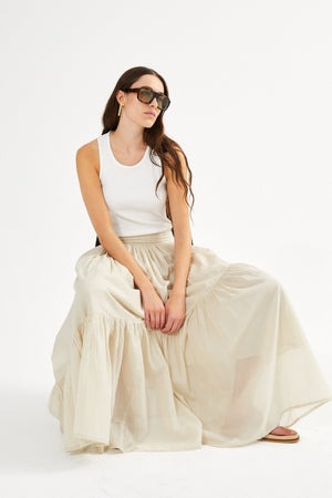 Angled gather skirt - Polonia I Oyster
