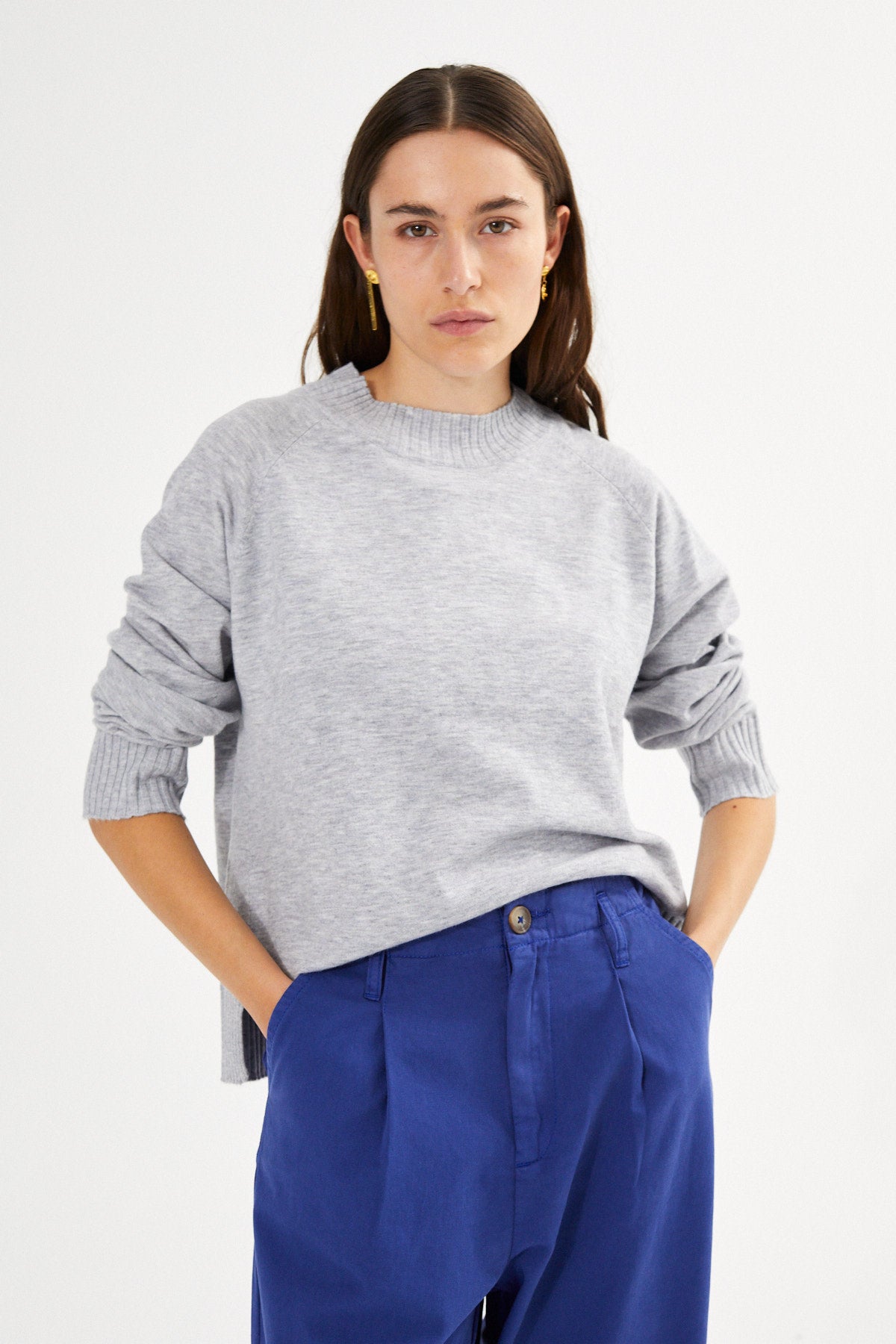 Knit lounge boxy sweater - Ruca I Grey melange