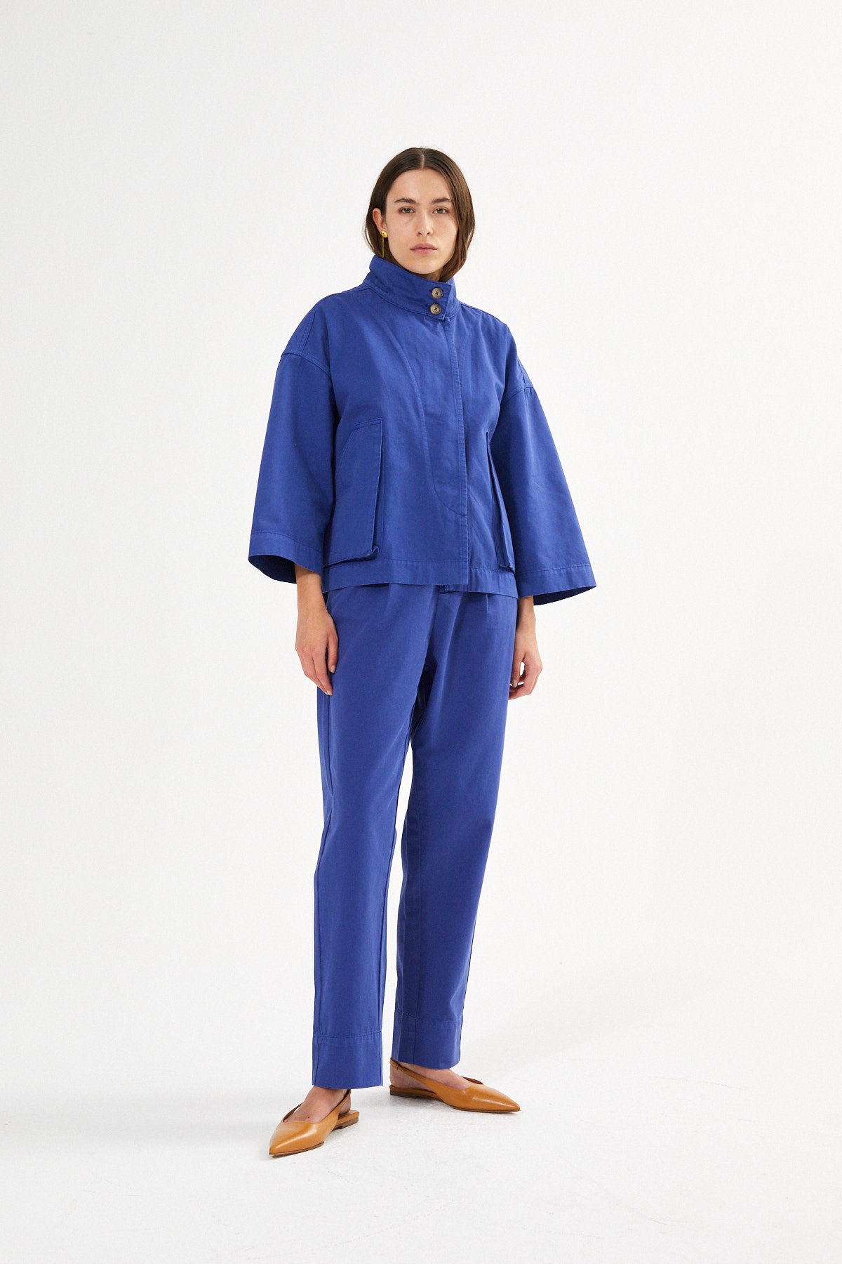 Canvas light pleat pant - Raina I Workwear blue