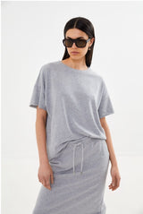 Light stretch cropped t-shirt - Margot I Workwear blue melange