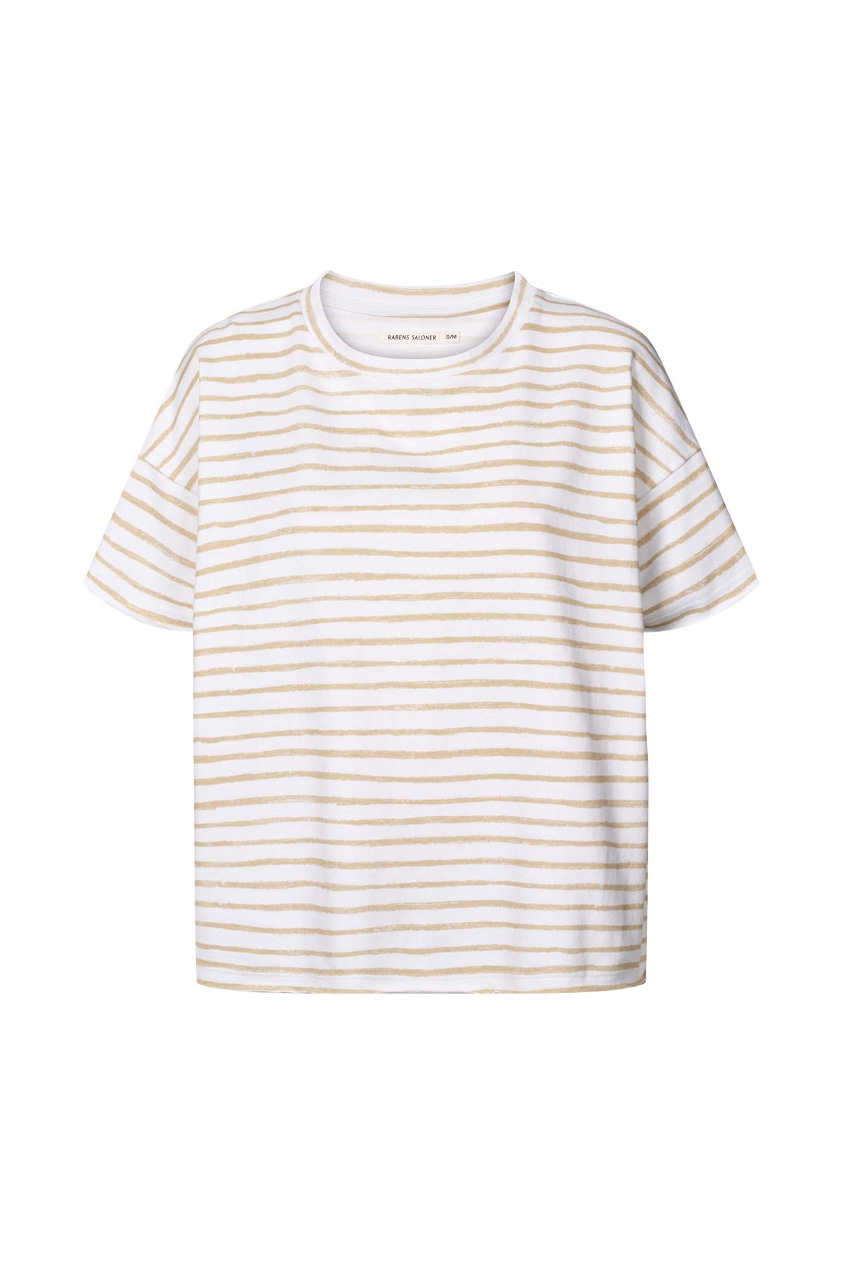 Light stretch cropped t-shirt - Margot I White sand stripe
