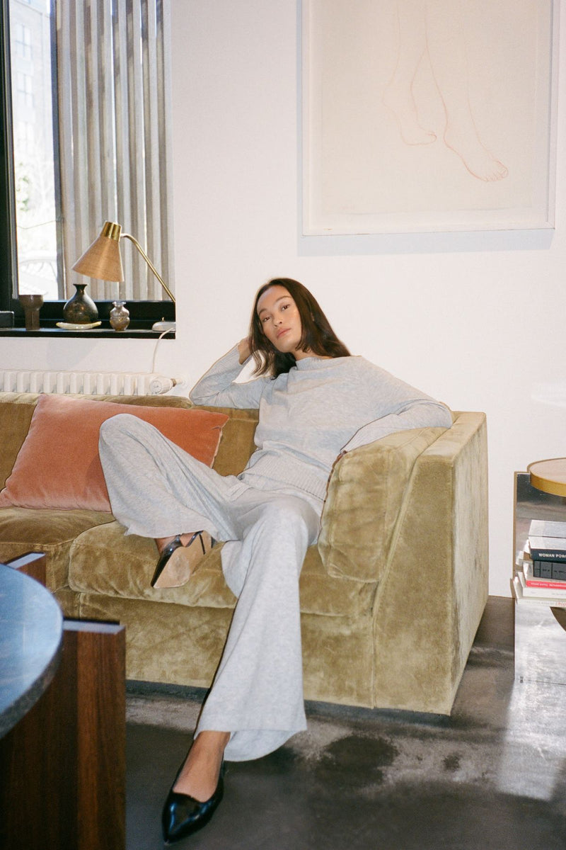 Knit lounge boxy sweater - Ruca I Grey melange