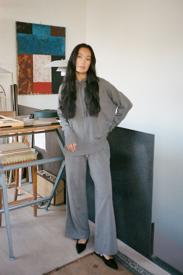Knit lounge over size hoodie - Helena I Mole melange