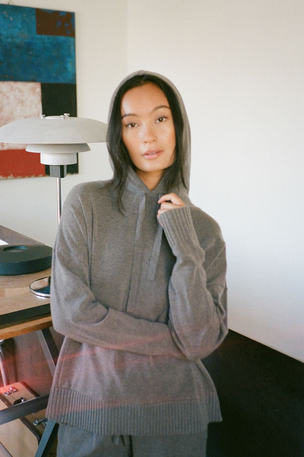 Knit lounge over size hoodie - Helena I Mole melange