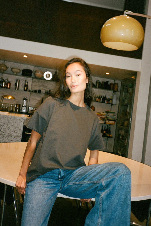 Light stretch cropped t-shirt - Margot I Faded black