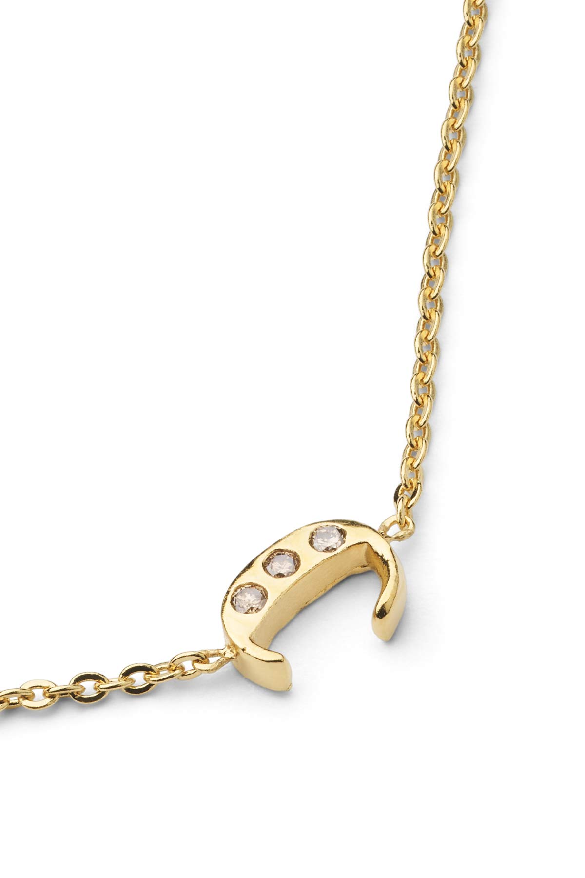 Diamond letter necklace - Rabens Momento I Gold w/ Champaign diamond