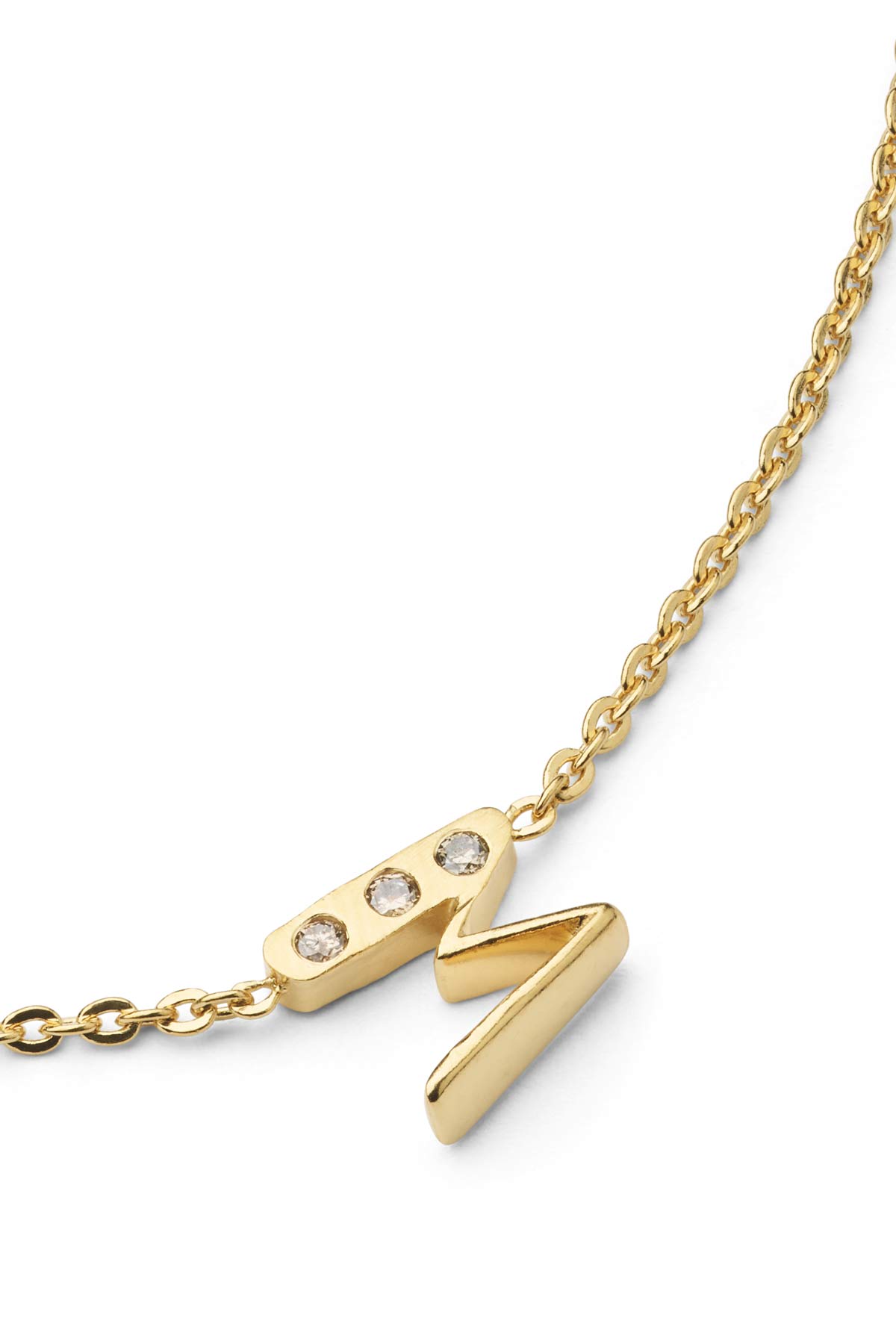 Diamond letter necklace - Rabens Momento I Gold w/ Champagne diamond