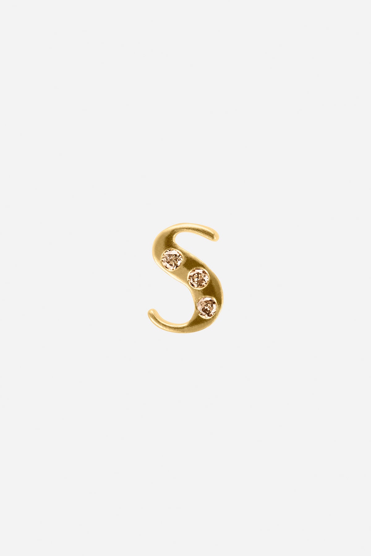 Diamond letter ear stud - Rabens Momento I Gold w/ Champagne diamond
