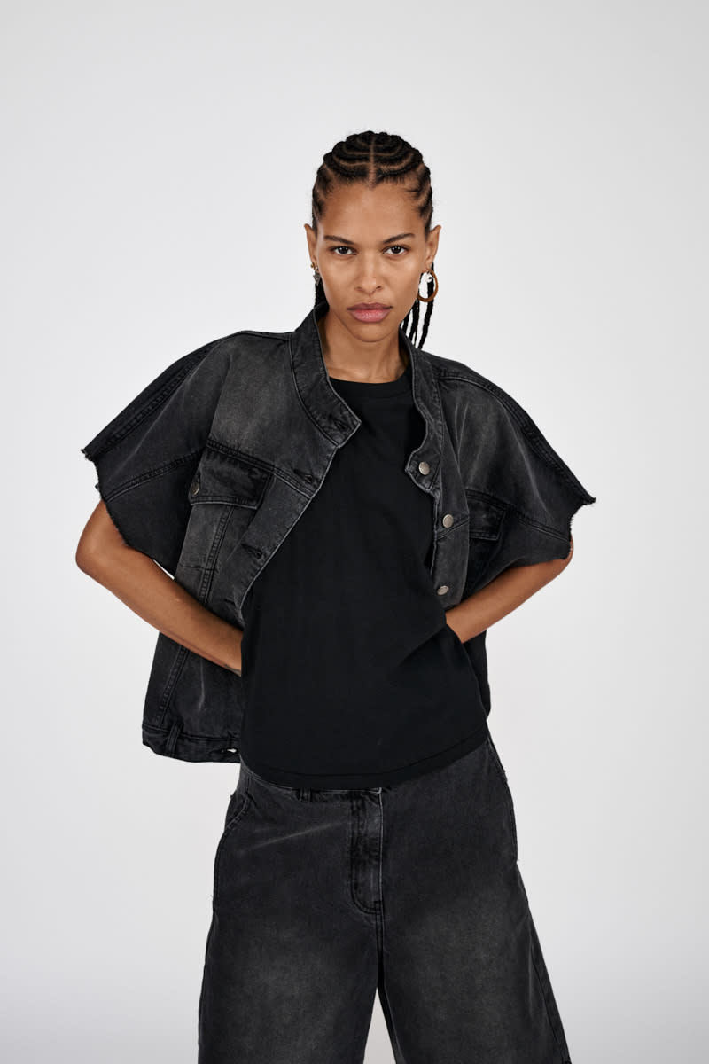 Denim vest jacket - Mir I Washed black denim