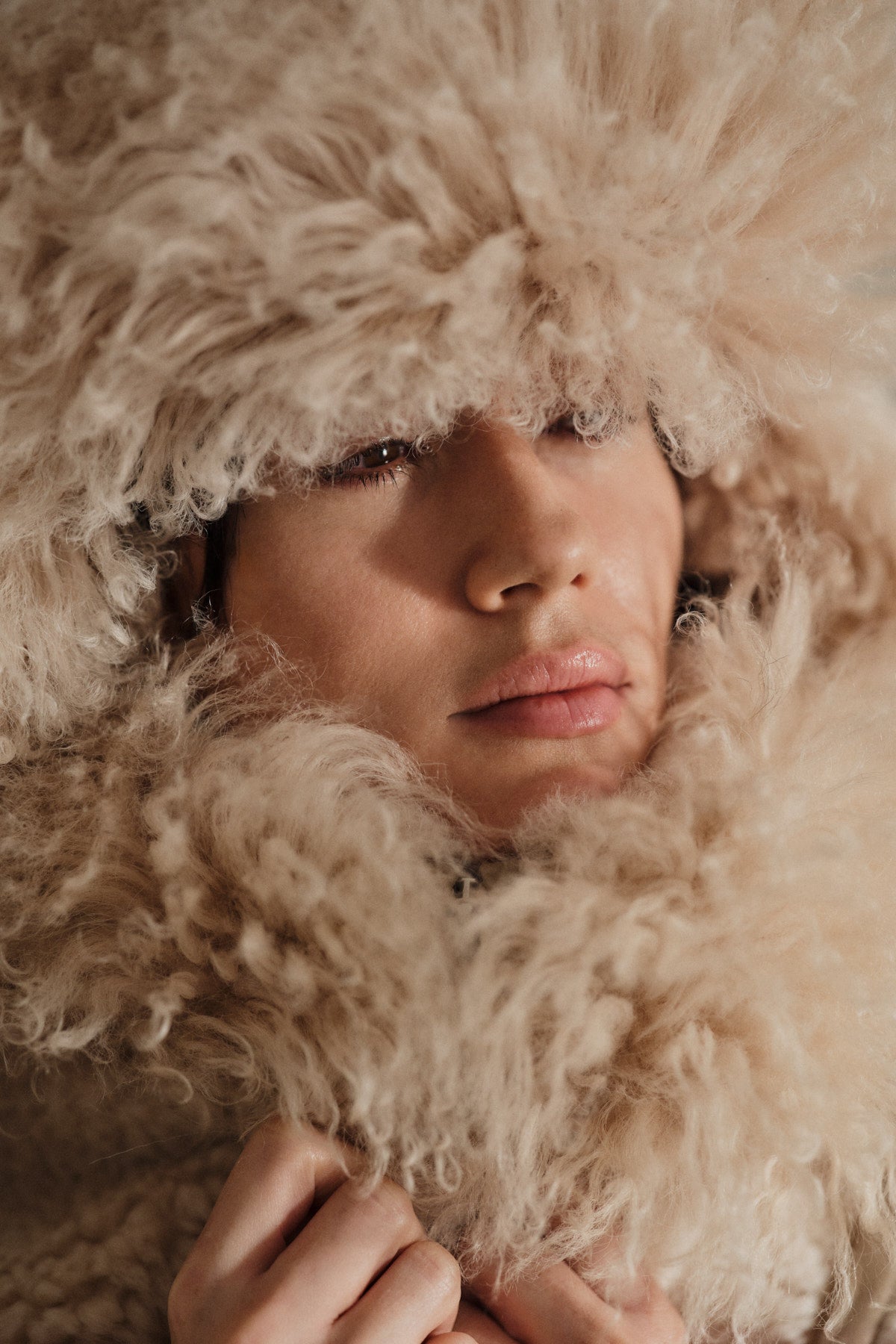 Lune - Duo shearling hat I Chalk