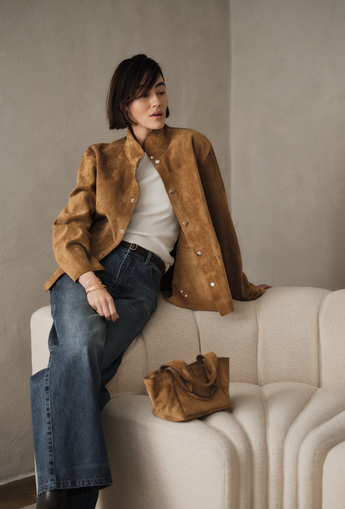 Shalom - Heavy suede mini bag I Whiskey