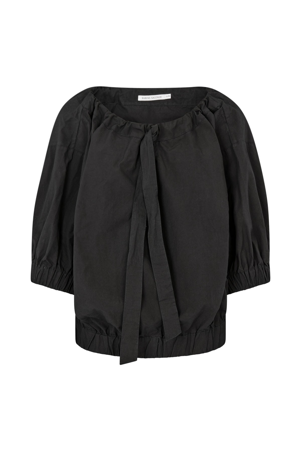 Ingefred - Poplin gathered top I Black