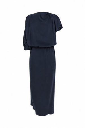 Mila - Ripple drape dress I Dark Blue
