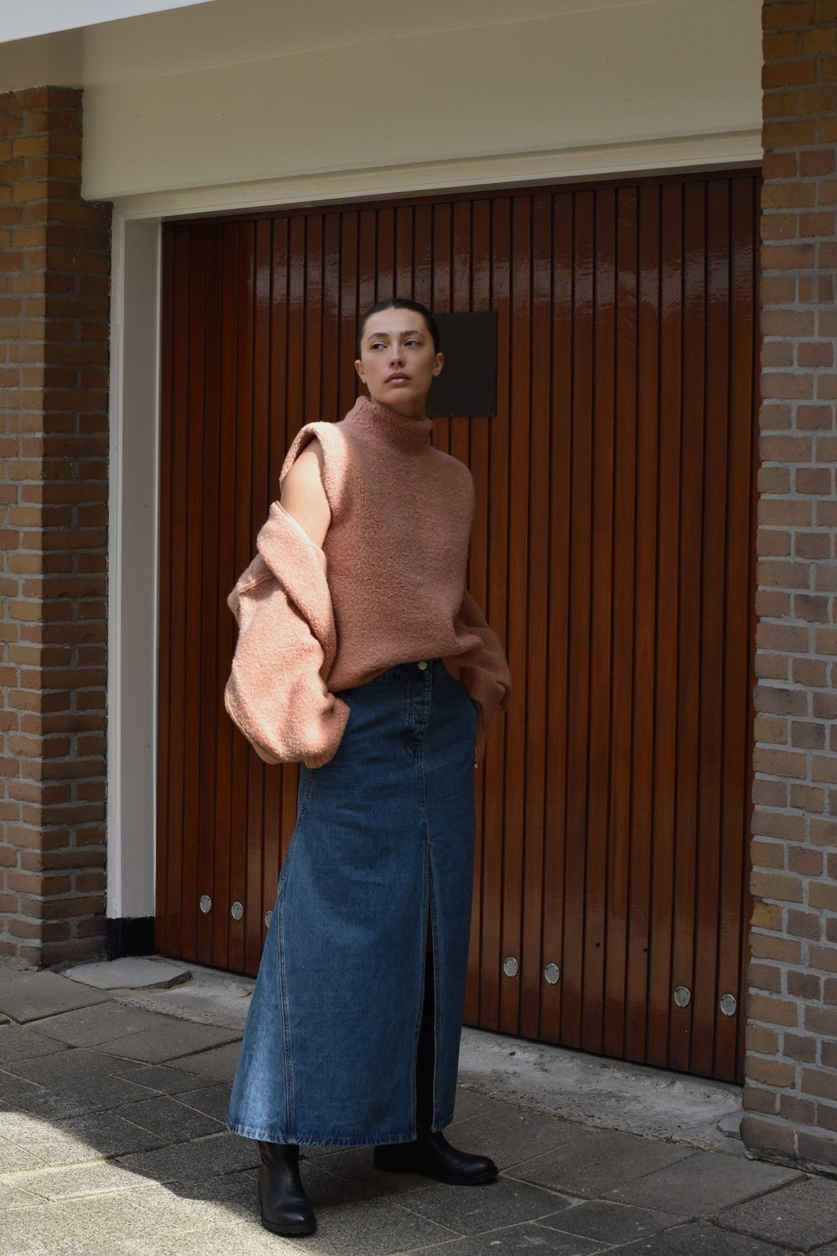 Denim panelled skirt - Henrike I Washed indigo