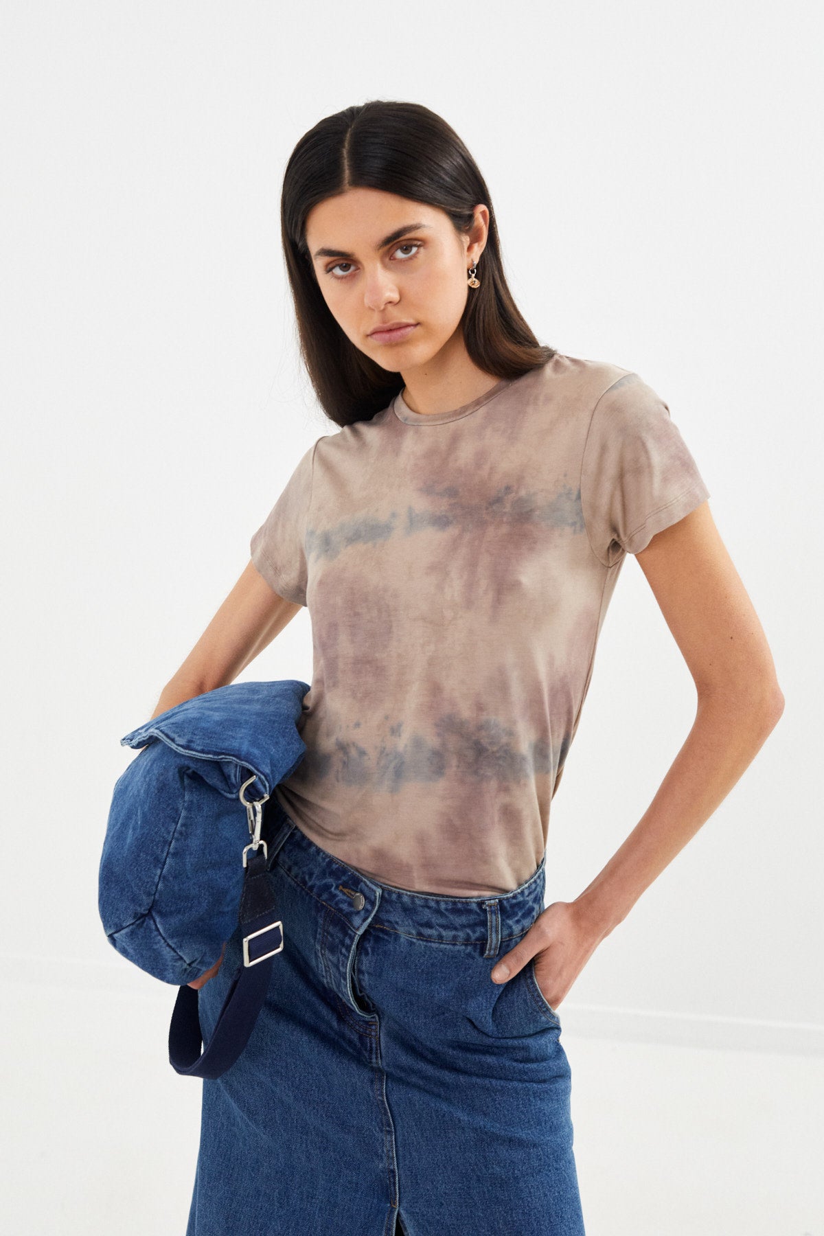 Denim panelled skirt - Henrike I Washed indigo