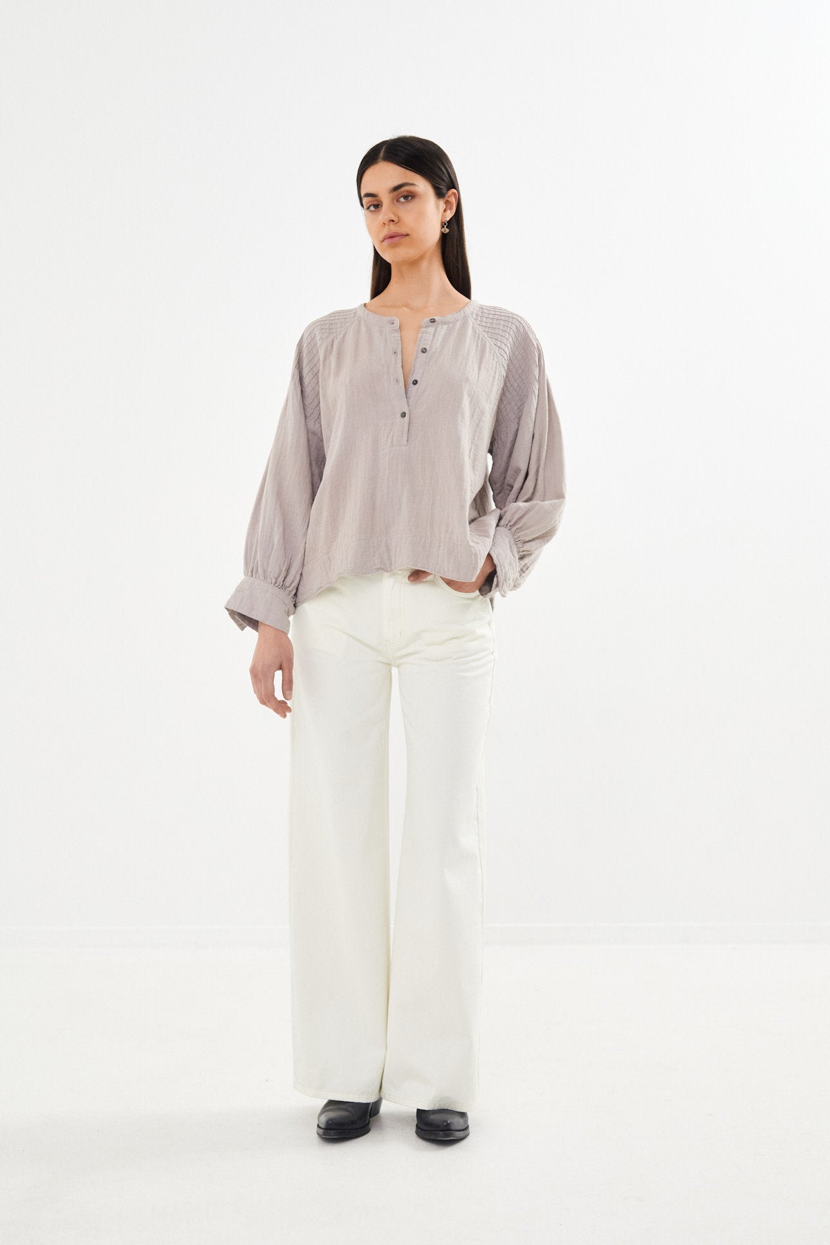 Canvas light pants - Ini I Winter white