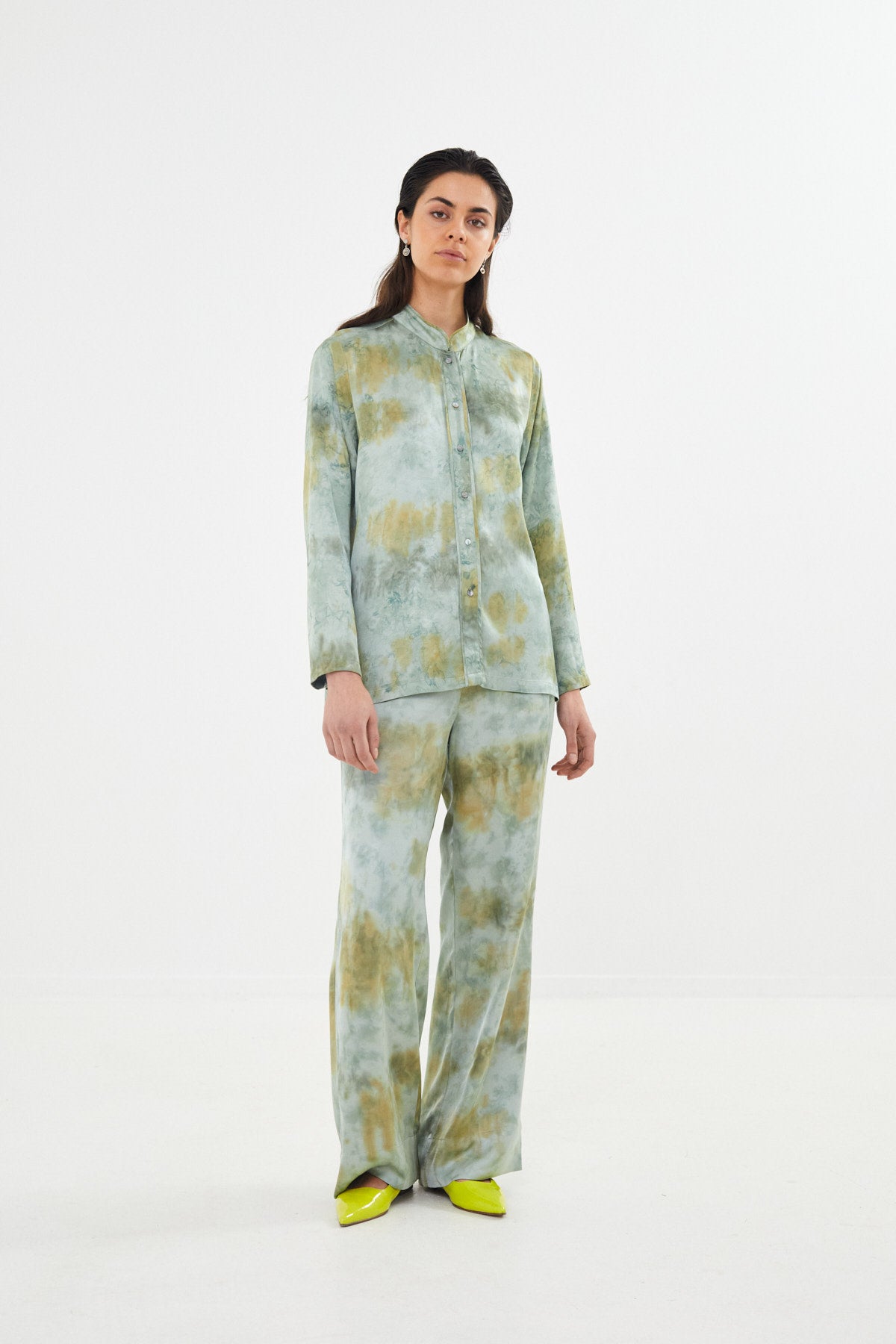 Mixture wide leg pants - Alisa I Seaweed combo