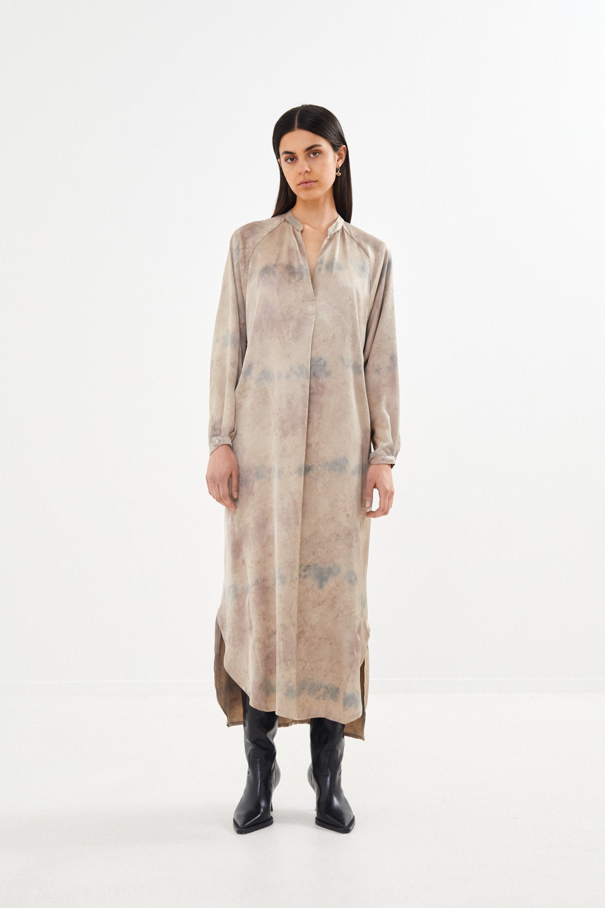 Mixture shirt dress - Houda I Silver combo