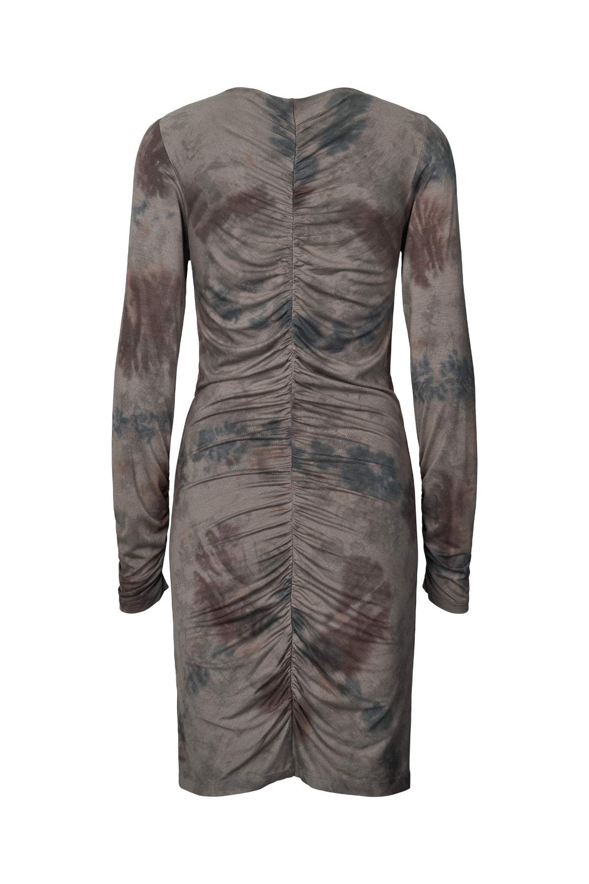 Mixture gather short dress - Isi I Asphalt combo