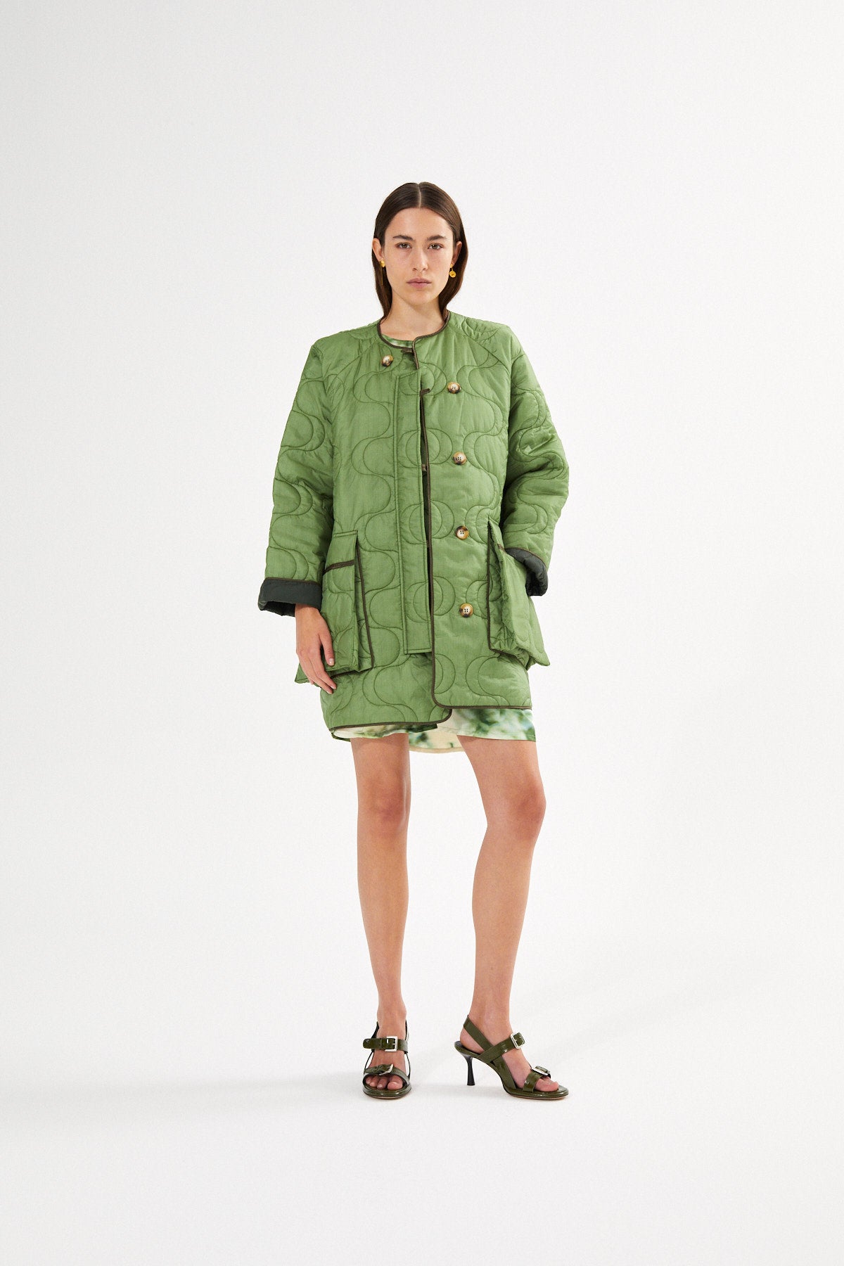 Pastel quilt coat - Rahlin I Stone green