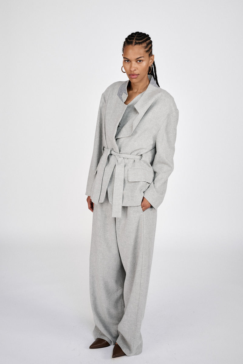 Ethena - Drapy tailoring jacket I Grey melange