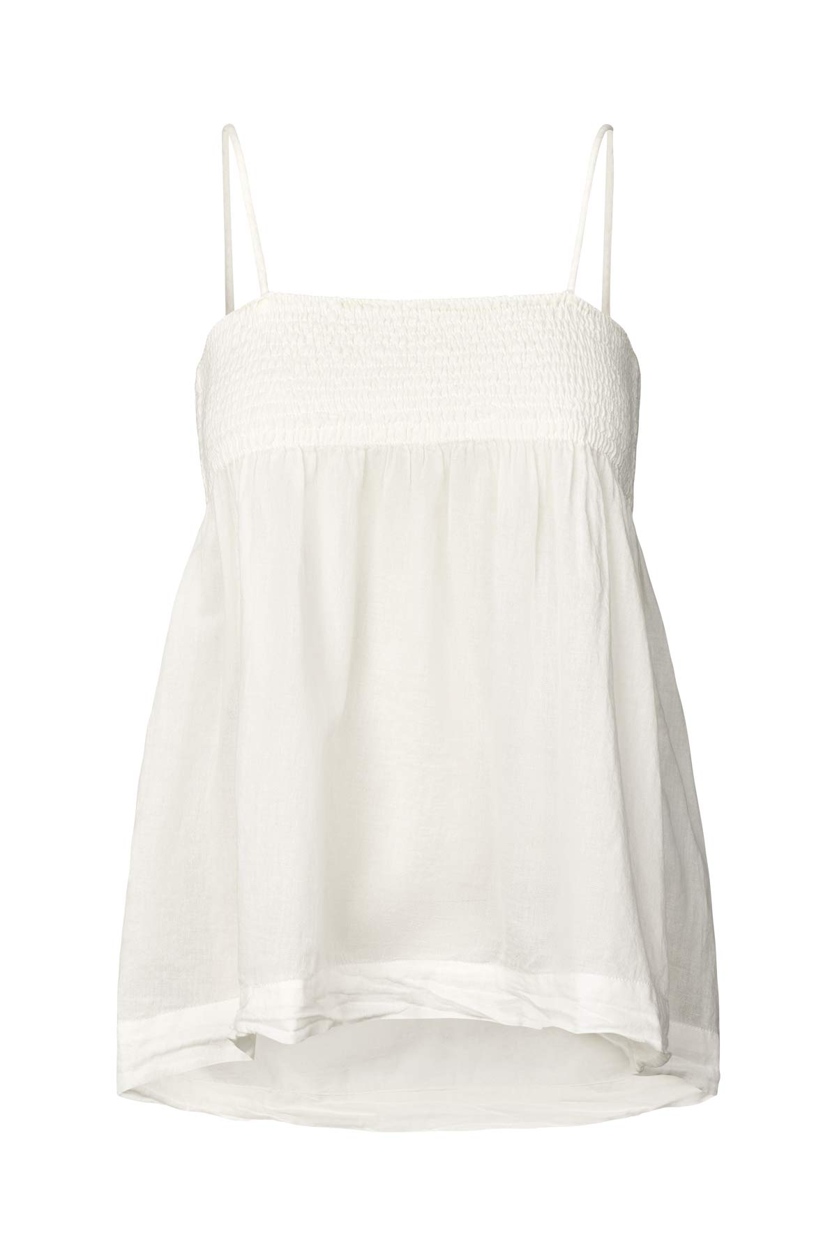 Cotton smock string top - Dot I White