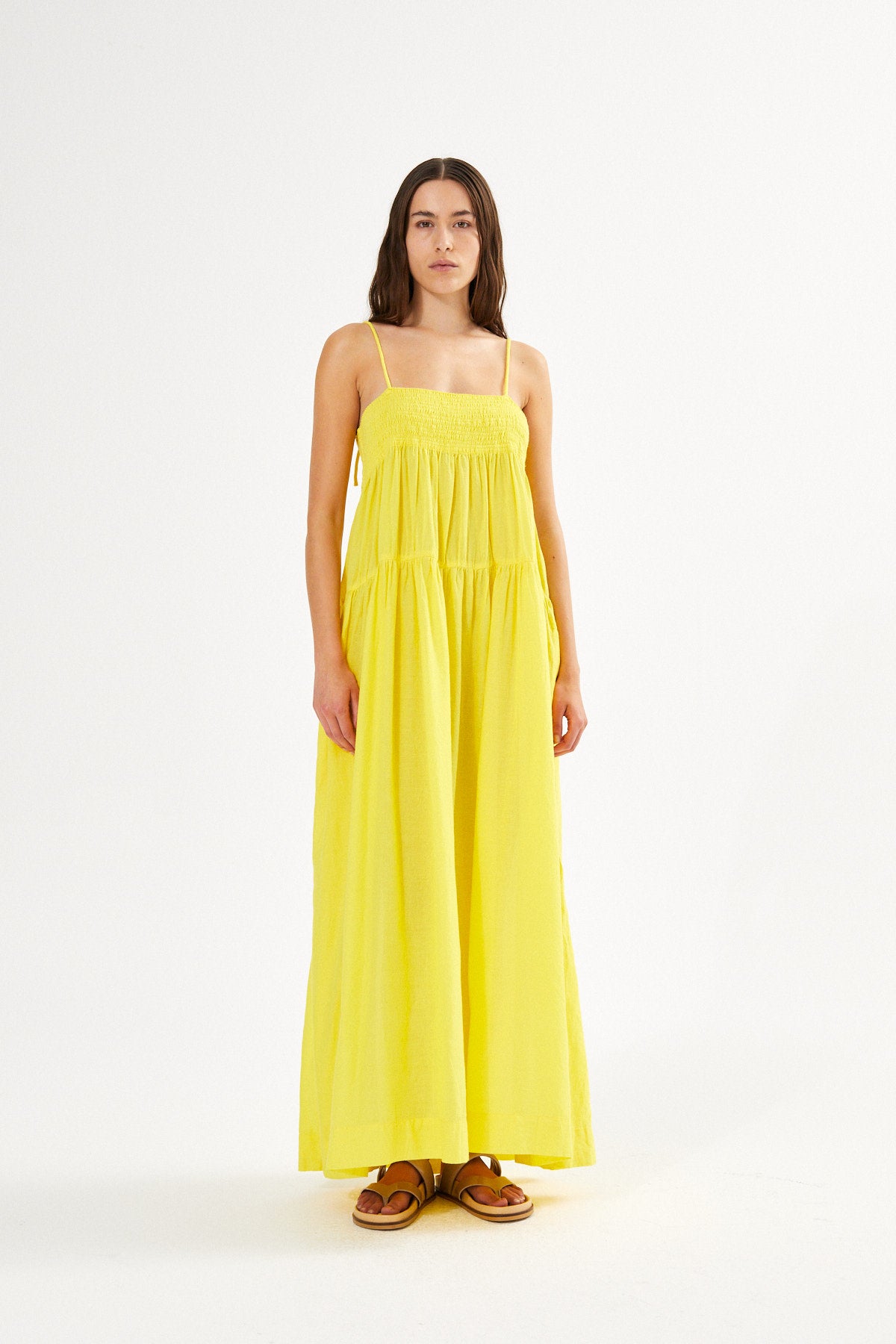 Cotton smock tier dress - Dodo I Sunshine yellow