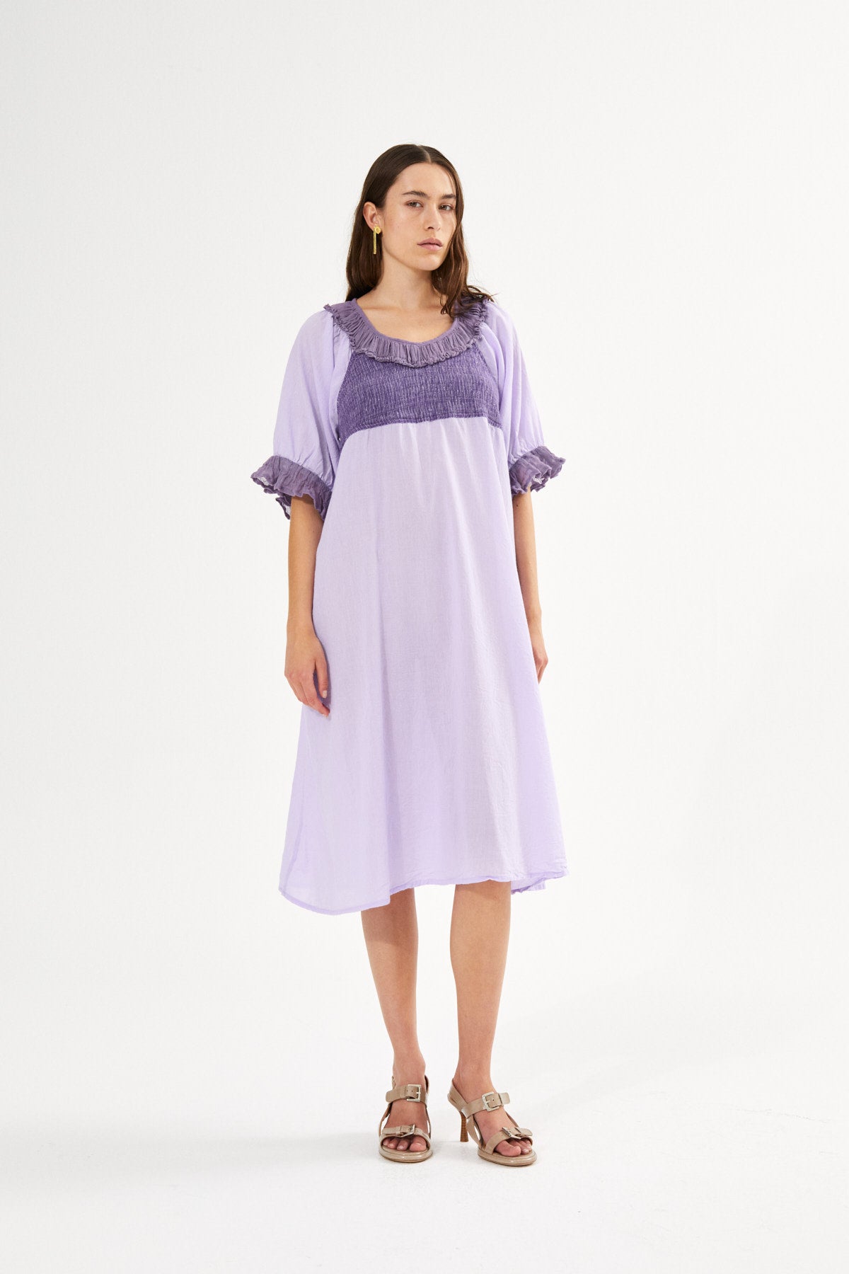 Cotton short angel dress - Dortia I Caramel