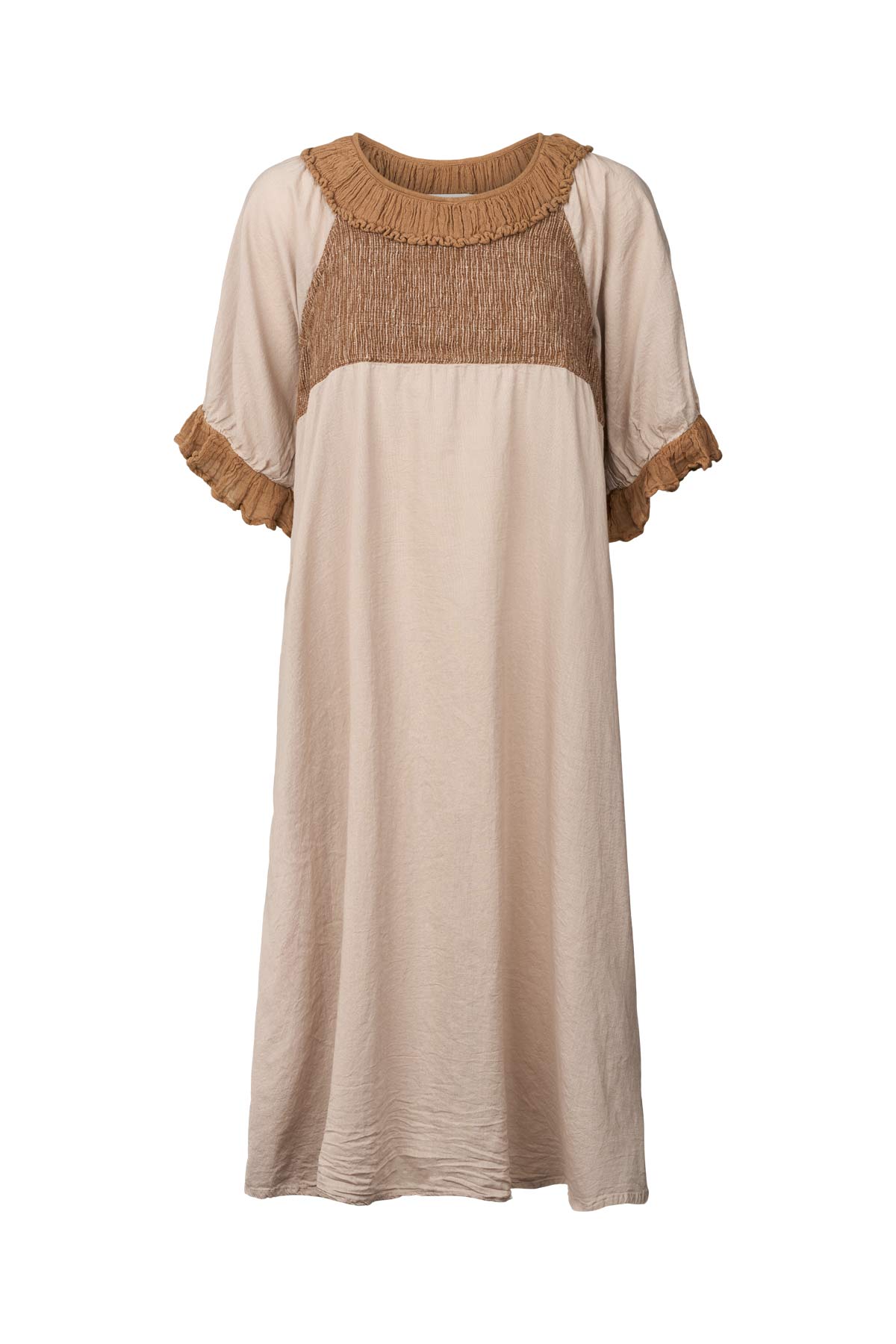 Cotton short angel dress - Dortia I Caramel