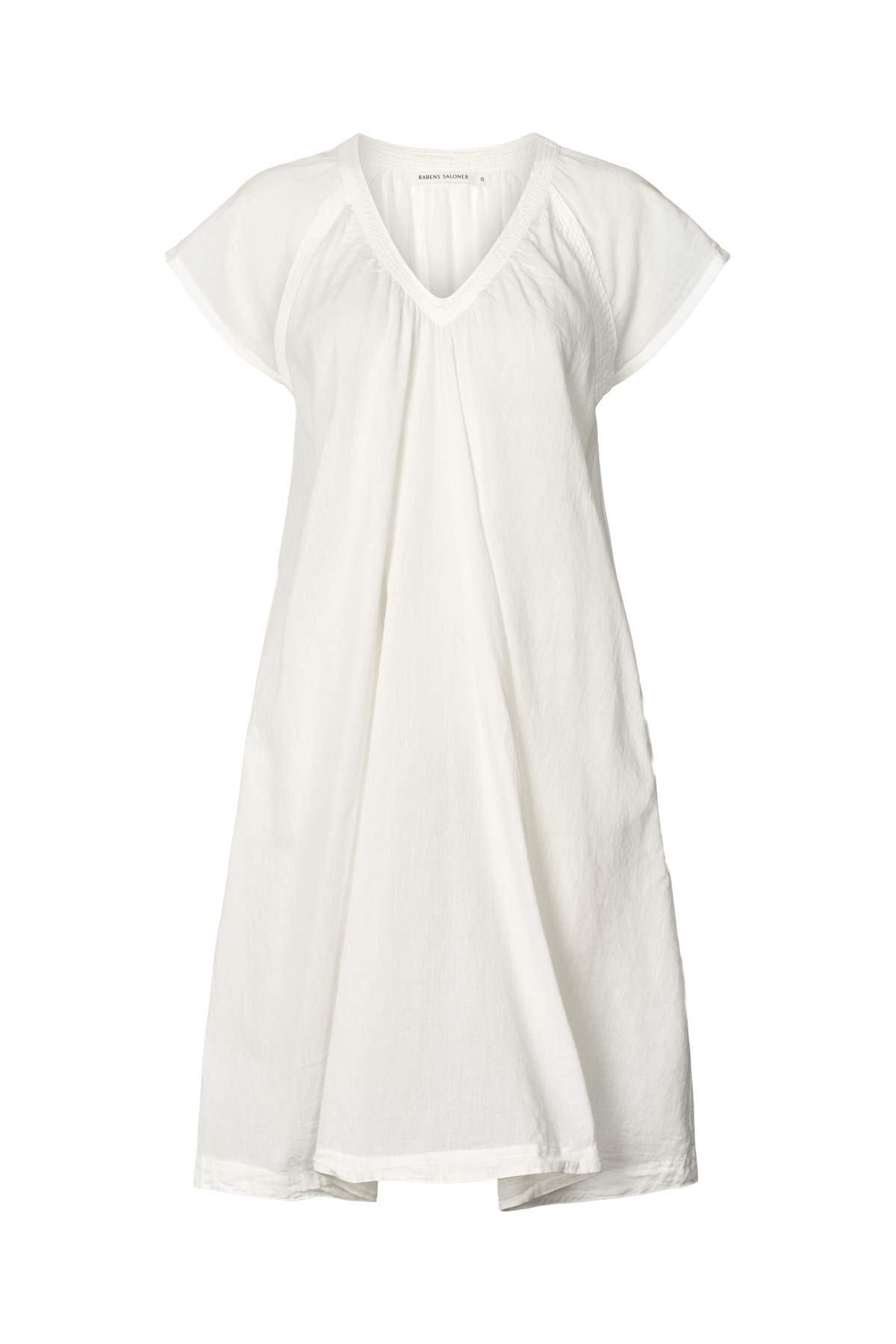 Cotton V-neck short dress - Divine I White