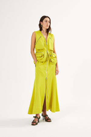 Techno drape flared skirt - Parel I Acid yellow