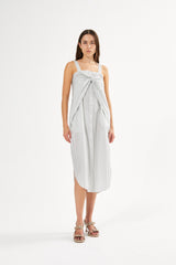 Medley stripe tie front dress - Bondie I Dirty chalk stripe