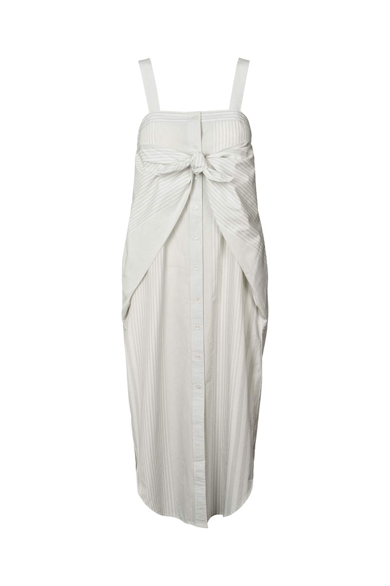 Medley stripe tie front dress - Bondie I Dirty chalk stripe