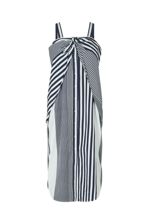 Medley stripe tie front dress - Bondie I Navy stripe