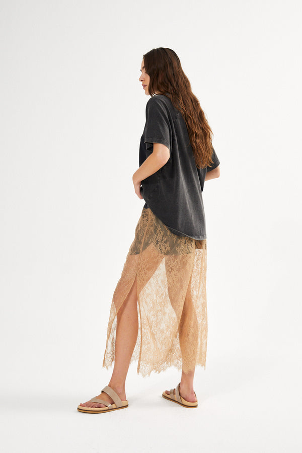 Sheer lace skirt - Blessing I Dark shadow combo