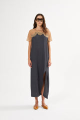 Sheer lace t-shirt dress - Botilla I Tobacco combo