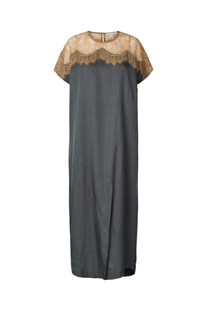 Sheer lace t-shirt dress - Botilla I Dark shadow combo