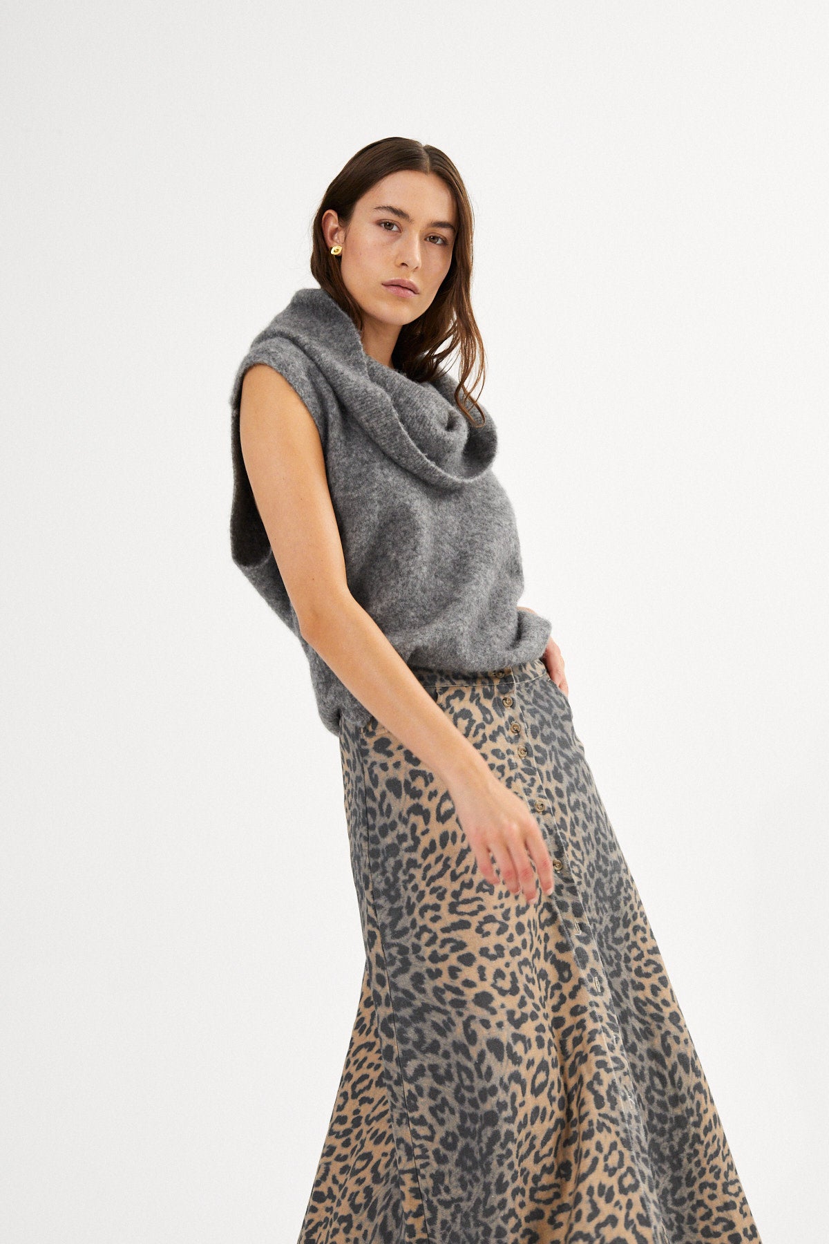 Soft knit vest - Biak I Grey melange