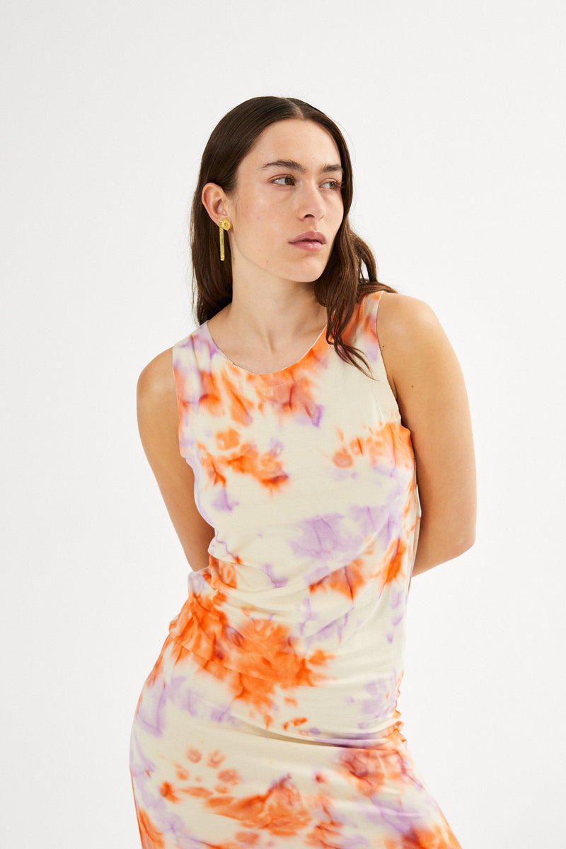 Fusion long tank dress - Niara I Lemon combo