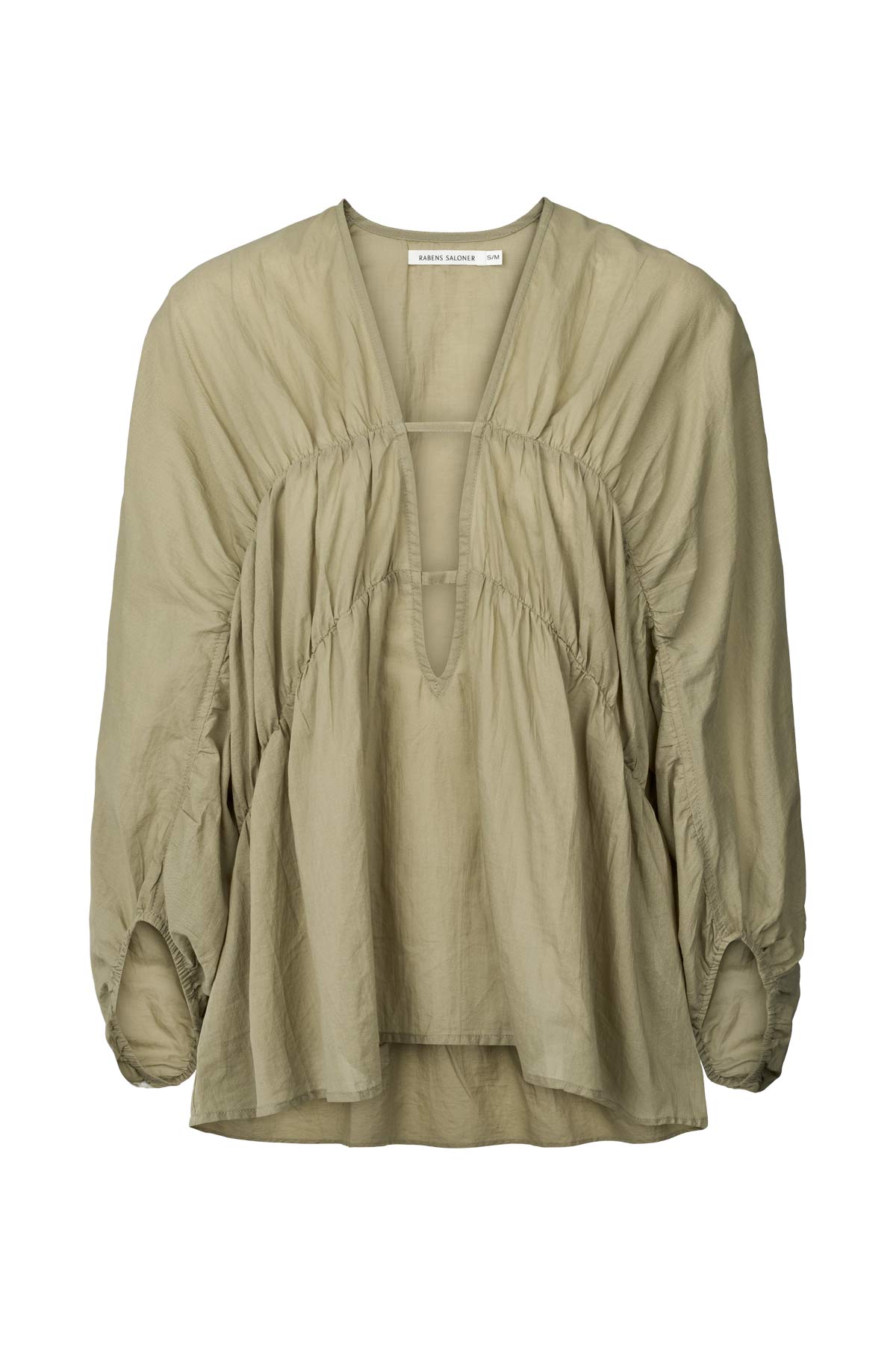 Cotton voile deep V-neck top - Corrie I Khaki