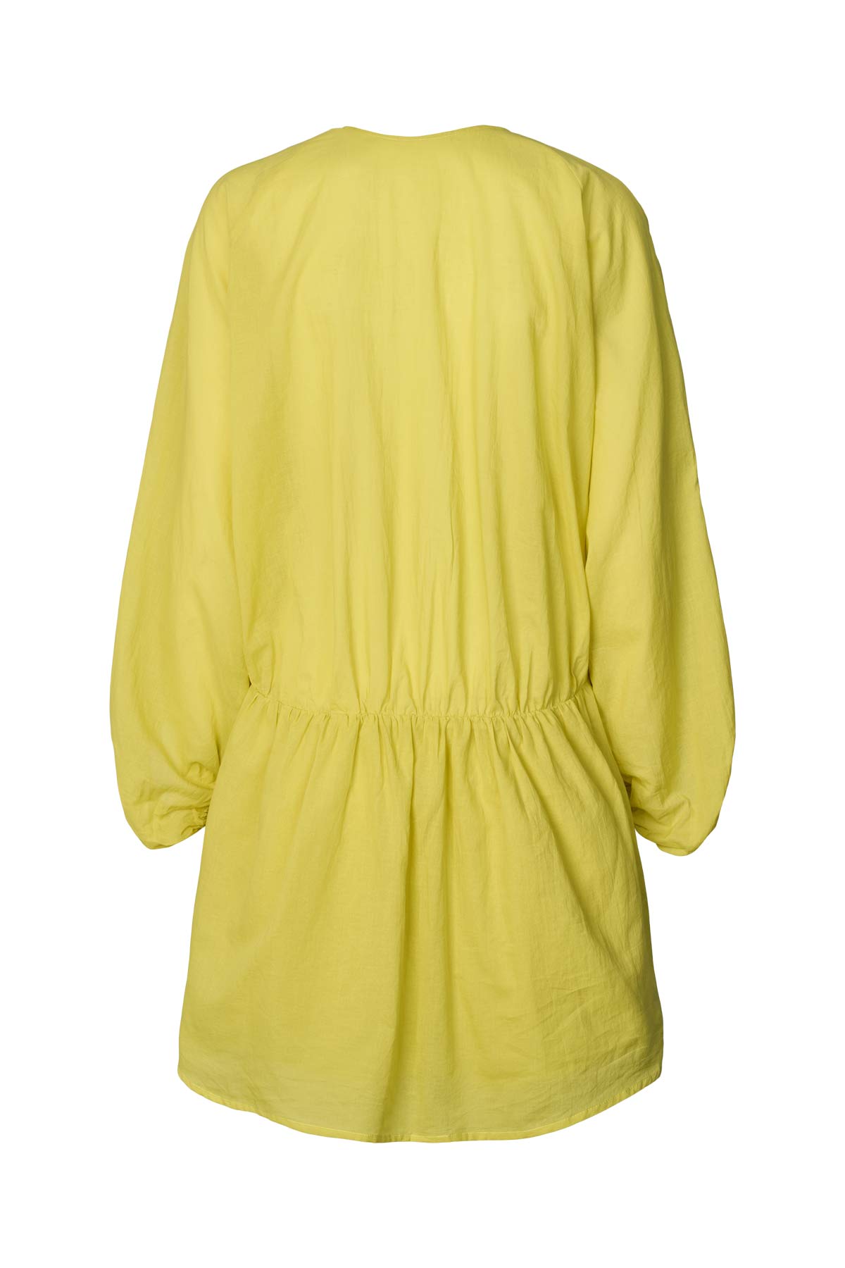 Cotton voile deep V-neck dress - Corrina I Acid yellow