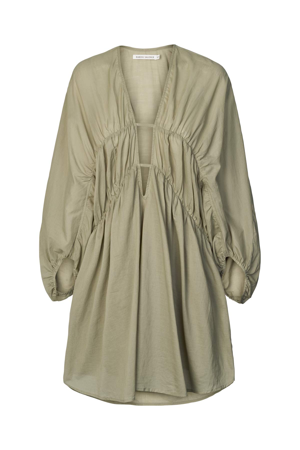 Cotton voile deep V-neck dress - Corrina I Khaki