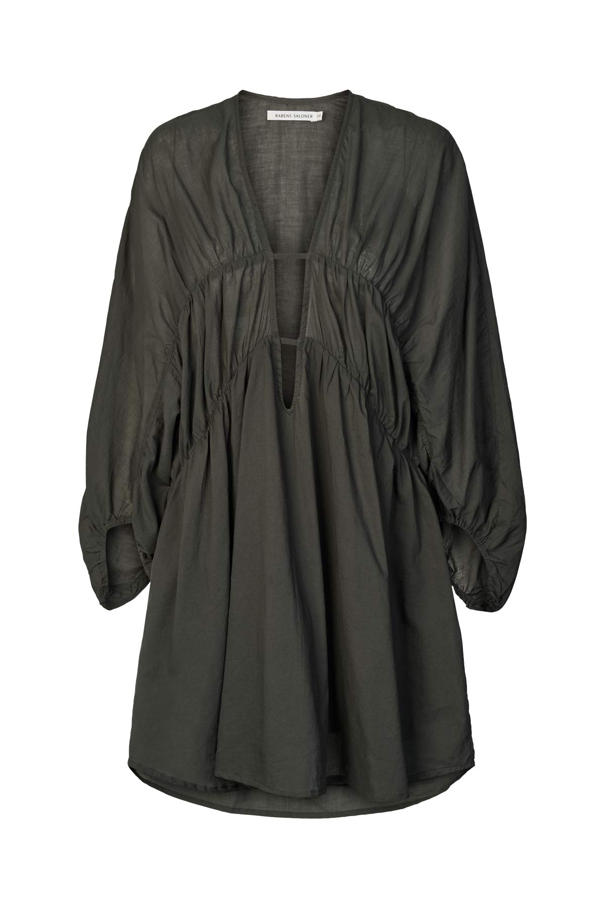 Cotton voile deep V-neck dress - Corrina I Faded black